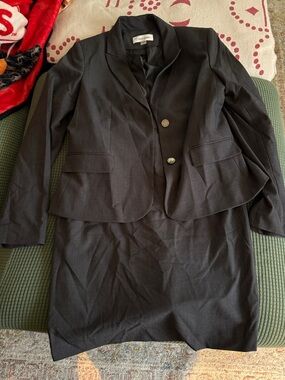 Calvin Klein Dark Grey Women's Two-Piece Blazer and Skirt Set